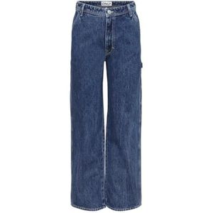 ONLY Dames straight-fit jeans ONLWEST hoge taille recht gesneden jeans, blauw (medium blue denim), 26W / 30L