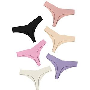 DEANGELMON Seamless Thongs for Women No Show Thong Underwear Women Comfortable Multiple Pack (6P13,M)