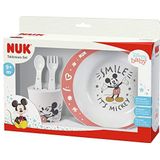 NUK Disney Mickey serviessetvanaf 6 maandenbevat borden, vork, lepel en bekerDisney Micky Mouse4 delen,rood