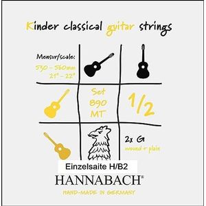 Hannabach 653072 klassieke gitaarsnaren serie 890 1/2 kindergitaar mensuur: 53-56cm - H/B2