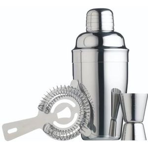 BarCraft Cocktail Set met Receptenboekje in Geschenkverpakking, Roestvrij Staal, 3 Onderdelen