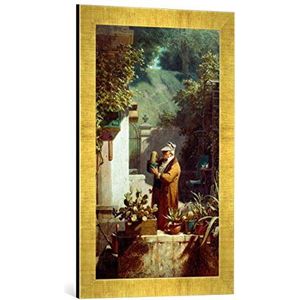 Ingelijste foto van Carl Spitweg ""De cactusfreund"", kunstdruk in hoogwaardige handgemaakte fotolijst, 40x60 cm, Gold Raya