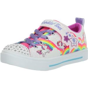 Skechers Twinkle Toes Trainers, wit synthetisch/multi trim, 5 UK, Witte Synthetische Multi Trim, 5 UK