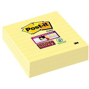 Post-it 675-3SCY zelfklevende notitieboek Super Sticky Notes, 101 x 101 mm, gelinieerd, 3 blokken à 70 vel, geel