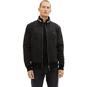 TOM TAILOR Uomini Sweatjack met opstaande kraag 1034373, 30860 - Black Streaky Inject, XL