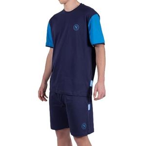 SSC Napoli Homewear-pyjama, kort, ronde hals, jersey, voor kinderen en jongens, 100% katoen, uniseks, blauw, 10 jaar, Blauw, 10 anni