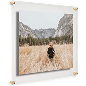 Cool Modern Frames Duidelijke Drijvende Dubbele Paneel Acryl Fotolijst, 16x20-Inch, Gouden Hardware