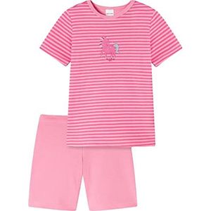 Schiesser Meisjespyjamaset korte pyjama - 100% biologisch katoen - maat 92 tot 140 pyjamaset, Roze 173857, 98 cm