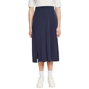 ESPRIT Met Tencel™: midirok met gleuven, navy, L