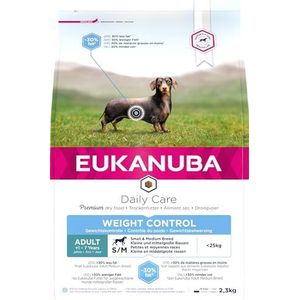 EUKANUBA Daily Care Weight Control - droog premium hondenvoer met kip voor volwassen honden met een gevoelige spijsvertering, voor kleine en middelgrote rassen, 2,3 kg