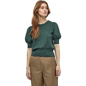 Minus Liva gebreide trui met ronde hals en halve mouwen voor dames, 4112 Jungle Groen, XS