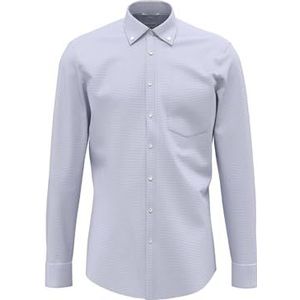 Seidensticker Zakelijk overhemd voor heren, regular fit, strijkvrij, button-down-kraag, lange mouwen, 100% katoen, blauw, 45