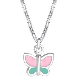 Elli Halsketting Kinder Schmetterling Pastel Emaille 925 Silber