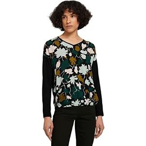 TOM TAILOR Dames Shirt met patroon in materiaalmix 1028805, 28370 - Green Large Floral Design, M