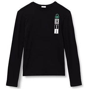 United Colors of Benetton T-shirt met lange mouwen voor jongens, Zwart 100, 170 cm