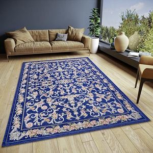 Hanse Home Assia Design tapijt, oosters - plat weefsel, oosters bloemenpatroon, antislip onderkant, klassiek hoogwaardig geweven voor woonkamer, slaapkamer, eetkamer, hal - blauw, 150 x 220 cm