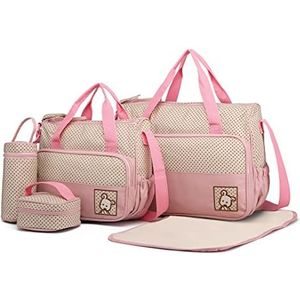 Miss Lulu Totes 5 stks Baby luier veranderende multifunctionele luier Messenger ziekenhuis moederschap polyester tas (Roze)