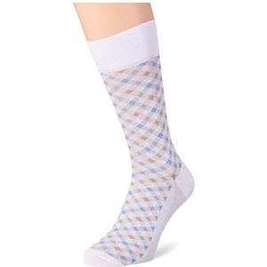 FALKE Smart Check sokken voor heren, katoen, grijs, blauw, vele andere kleuren, versterkte herensokken met patroon, ademend, geruit, kleurrijk, 1 paar, wit (white 2000), 43-46 EU