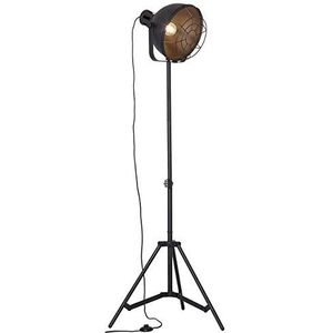BRILLIANT lamp Jesper vloerlamp 39cm raster zwart | 1x A60, E27, 60W, geschikt voor standaardlampen (niet inbegrepen) | Schaal A ++ tot E | Met voetschakelaar