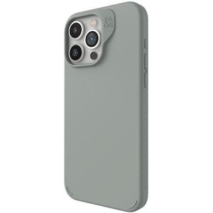 ZAGG Manhattan Snap iPhone 15 Pro Max Case - Premium siliconen iPhone hoes, duurzaam grafeen materiaal, glad oppervlak met een comfortabele rimpel grip, MagSafe telefoonhoesje, salie