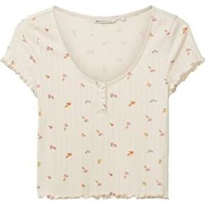 TOM TAILOR Denim Dames T-shirt met bloemenpatroon, 31951 - Small Off White Flower Print, S
