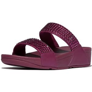 Fitflop Lulu Maxi-Crystal Slides Sandaal met twee staven voor dames, Ruby, 36 EU