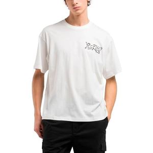 Replay Oversize T-shirt voor heren, 011, natuurlijk wit., L