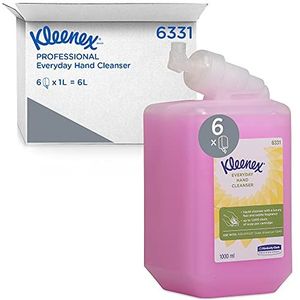 Kleenex, 6331, Handzeep voor dagelijks gebruik, 1 liter, Roze, 6 navulflacons van 1 liter