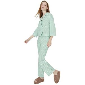 Trendyol Gestreepte geweven pyjama voor dames (pak van 2), Groen, 64