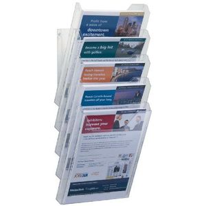 Durable 858619 Brochurehouder Combiboxx A4 Set XL, 5 vakken, voor tafel- en wandtoepassing, transparant, met een hoge capaciteit.