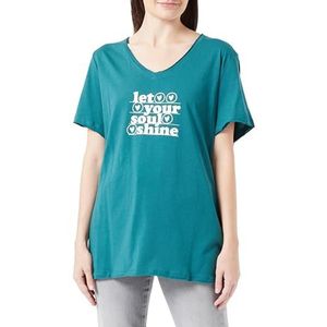 ONLY CARMAKOMA Carquote Life Ss T-shirt met V-hals voor dames, groen, 46/48 Grote maten