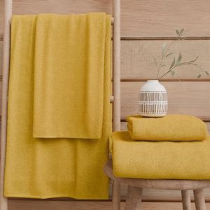 PETTI Artigiani Italiani - Badhanddoeken van 100% katoenen badstof, handdoekenset 1 + 1, 2 stuks, 1 gezichtshanddoek en 1 handdoek, gele handdoeken