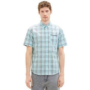 TOM TAILOR Uomini Overhem 1037066, 31821 - Turquoise Colorful Check, S