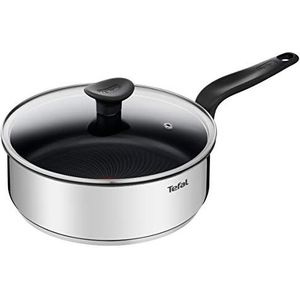 Tefal Primary stoofpan 24 cm + glazen deksel, 10 jaar garantie, hoogwaardig roestvrij staal, gezonde antiaanbaklaag, inductie E3093204