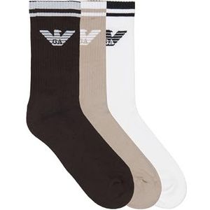 EMPORIO ARMANI MAN'S EAGLE SPONS 3-PACK SOKKEN KORT WIT TU, Wit, One size