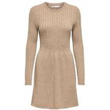 Only - ONLFIA LS CABLE DRESS - Gebreide Jurk - Toasted Coconut - Getailleerd met Kabelpatroon