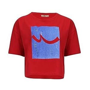 LTB Jeans Capoco Cropped T-shirt voor dames, Red 600, L