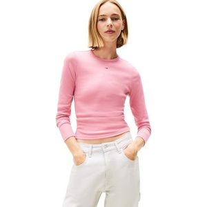TOMMY JEANS Dames TJW Slim Essential Rib LS DW0DW17387, roze, XXS, Roze (Mystic Pink), XXS