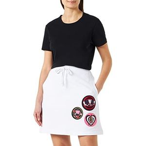 Love Moschino Damesrok met 3 merkpatches A-lijn, optisch wit, 40, wit (optical white), 40