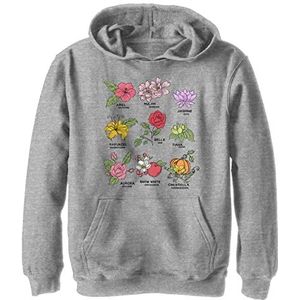 Disney Kids Princess Flowers Youth Pullover Hoodie, Athletic Heather, Large, Athletic Heather, L
