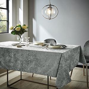 Catherine Lansfield Dining Crushed Velvet 132x178 cm Tafelkleed Zilvergrijs