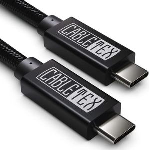 CABLETEX USB C kabel naar Type-C 3.2 Gen 2 100W Power Delivery voor Thunderbolt 3 monitorkabel schermen/displays, oplaadkabel, 10 GBit/s, 1 m, video- en audio-overdracht - zwart
