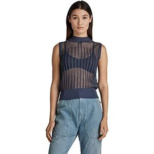 G-STAR RAW Dames Pointelle Mock Sl Knit Sweater, Blauw (fantem blue D140-863), S