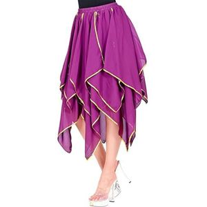 Widmann 48624 Chiffon-rok, paars met gouden pailletten, buikdanseres, zigeunerin, themafeest, carnaval