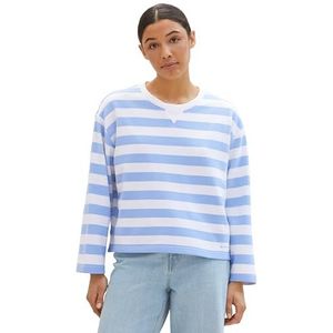 TOM TAILOR Sweatshirt voor dames, 34764 - Blue Offwhite Stripe, L