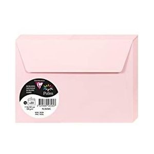 Clairefontaine 5656C - verpakking met 20 enveloppen, zelfklevend, formaat C6, 11,4 x 16,2 cm, 120 g, kleur: roze, uitnodigingen voor evenementen en matching, serie pollen, premium papier, glad