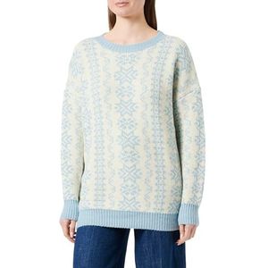 SIDONA Gebreide damestrui 15425014-SI01, blauw wolwit, XL/XXL, Blauw wolwit, XL/XXL