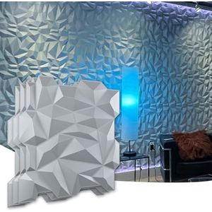 Art3d PVC 3D Diamond Wall Panel Jagged Matching-Matt Zilver, voor Woon en Commercieel Binnenlandse Decor