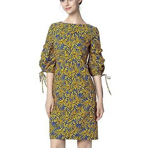 APART Fashion Jurk met print voor dames, meerkleurig (geel-koningsblauw/geel/koningsblauw), 38