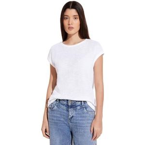 Street One T-shirt met structuur voor dames, off-white, 44